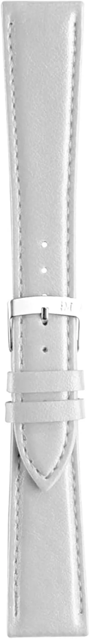 - 16mm - Chrome-plated Stainless Steel Buckle - GREEN profound patient Collection Gelso Calfgrain Vegan Leather Watch Strap - White 