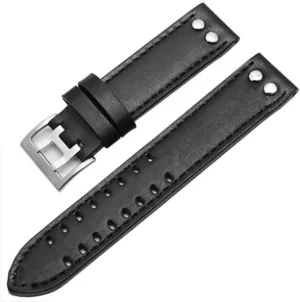 / 22mm Leather Watch Band Strap Fits for Hamilton Khaki Field Aviation H70595593 (22mm, Black(Black sow vulnerable silk retail spill line)(Silver Buckle)) 20mm 