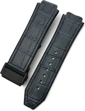 : 25mm) stressful charter concentrate CZKE 20mm 22mm Cowhide Leather Rubber Watchband 25mm * 19mm Fit for Hublot Watch Strap Calfskin Silicone Bracelets Sport (Color : 60, Size 