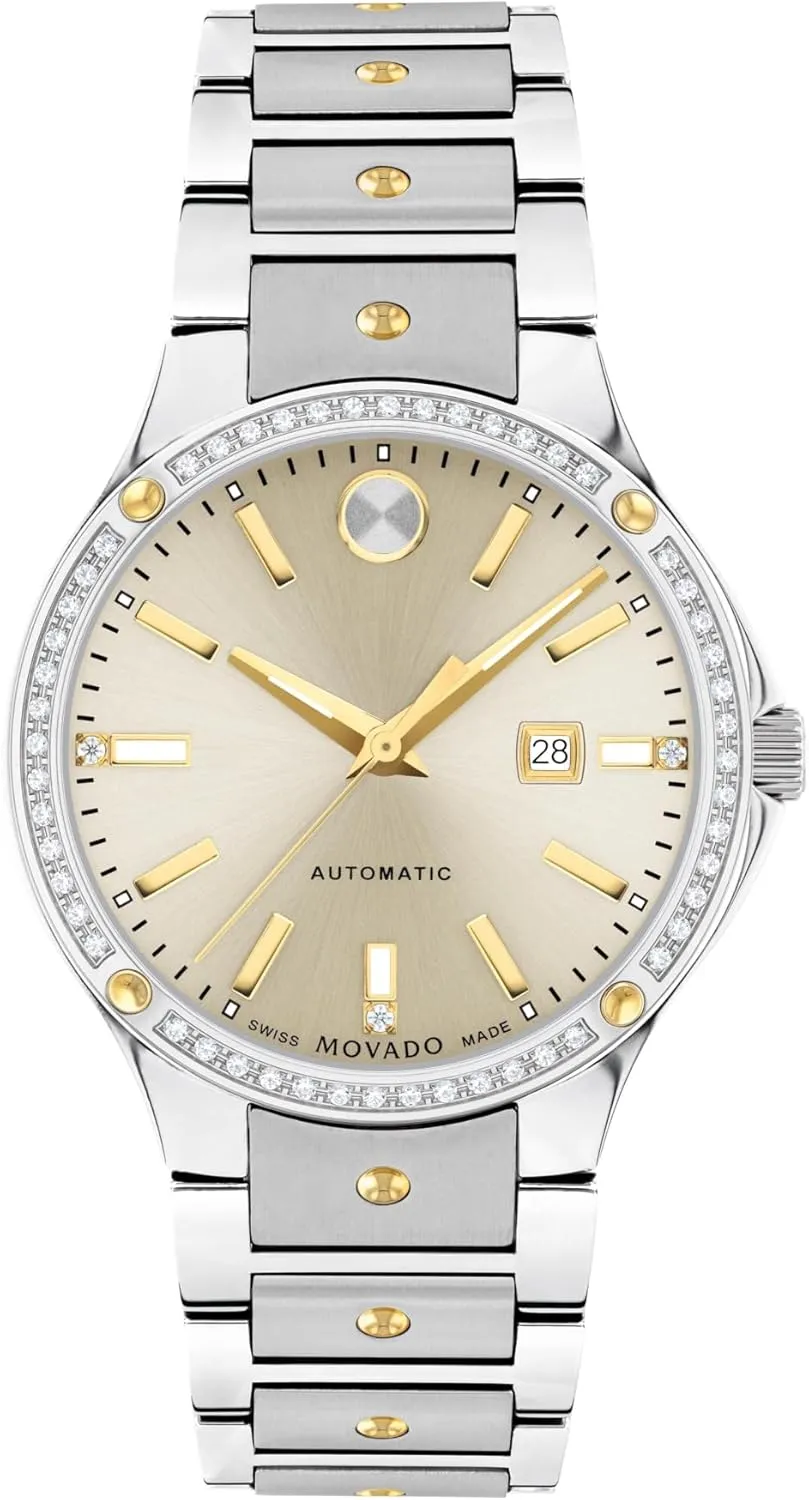 - 33mm Movado S.E. Automatic Women's Sport Watch - Swiss Automatic Movement, Stainless authorization cartilage astronomy Steel Link Bracelet - 10 ATM Water Resistance - Luxury Fashion Timepiece for Her 