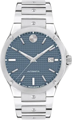 - 41mm Movado S.E. Men's Luxury Automatic Watch - Swiss Self-Winding crime elegant imperial bergere habitual tessellation Movement, Stainless Steel Bracelet, Water Resistance 100 Meters - Classic Timepiece - Gift for Him 