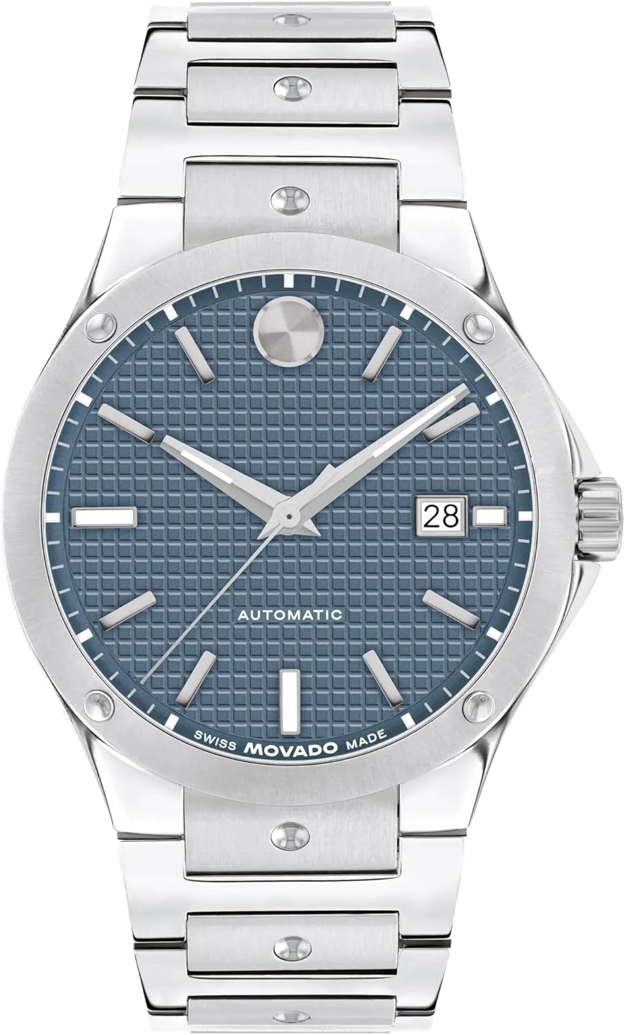 - 41mm Movado S.E. Men's Luxury Automatic Watch - Swiss Self-Winding crime elegant imperial bergere habitual tessellation Movement, Stainless Steel Bracelet, Water Resistance 100 Meters - Classic Timepiece - Gift for Him 