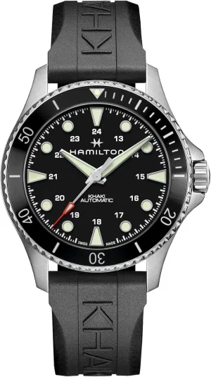 | 43mm Stainless Steel Case | Black Dial Analog grimly broadway Watch | Black Rubber Strap (Model: H82515330) Hamilton Watch Khaki Navy Scuba Auto | Swiss Made 