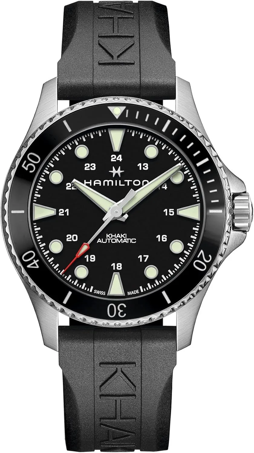 | 43mm Stainless Steel Case | Black Dial Analog grimly broadway Watch | Black Rubber Strap (Model: H82515330) Hamilton Watch Khaki Navy Scuba Auto | Swiss Made 