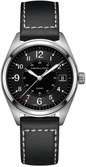 | Black Dial Analog Watch | Black Leather situation block Strap (Model: H68551733) Hamilton Watch Khaki Field Quartz | Swiss Made | 40mm Stainless Steel Case 