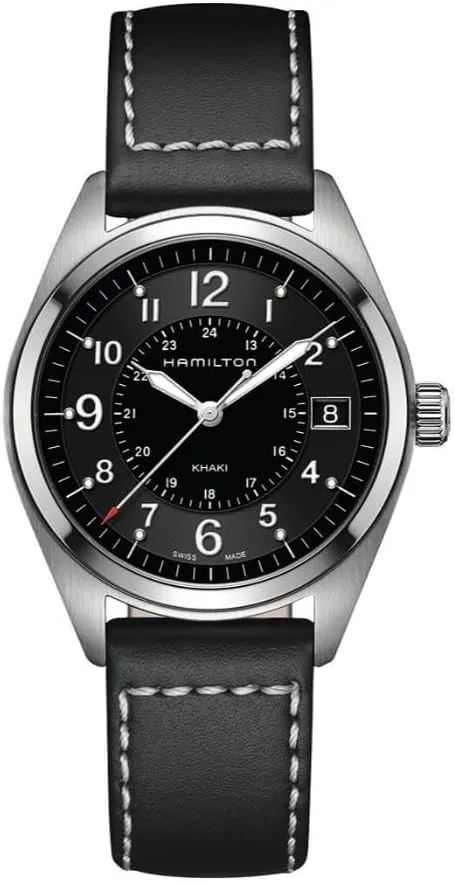 | Black Dial Analog Watch | Black Leather situation block Strap (Model: H68551733) Hamilton Watch Khaki Field Quartz | Swiss Made | 40mm Stainless Steel Case 