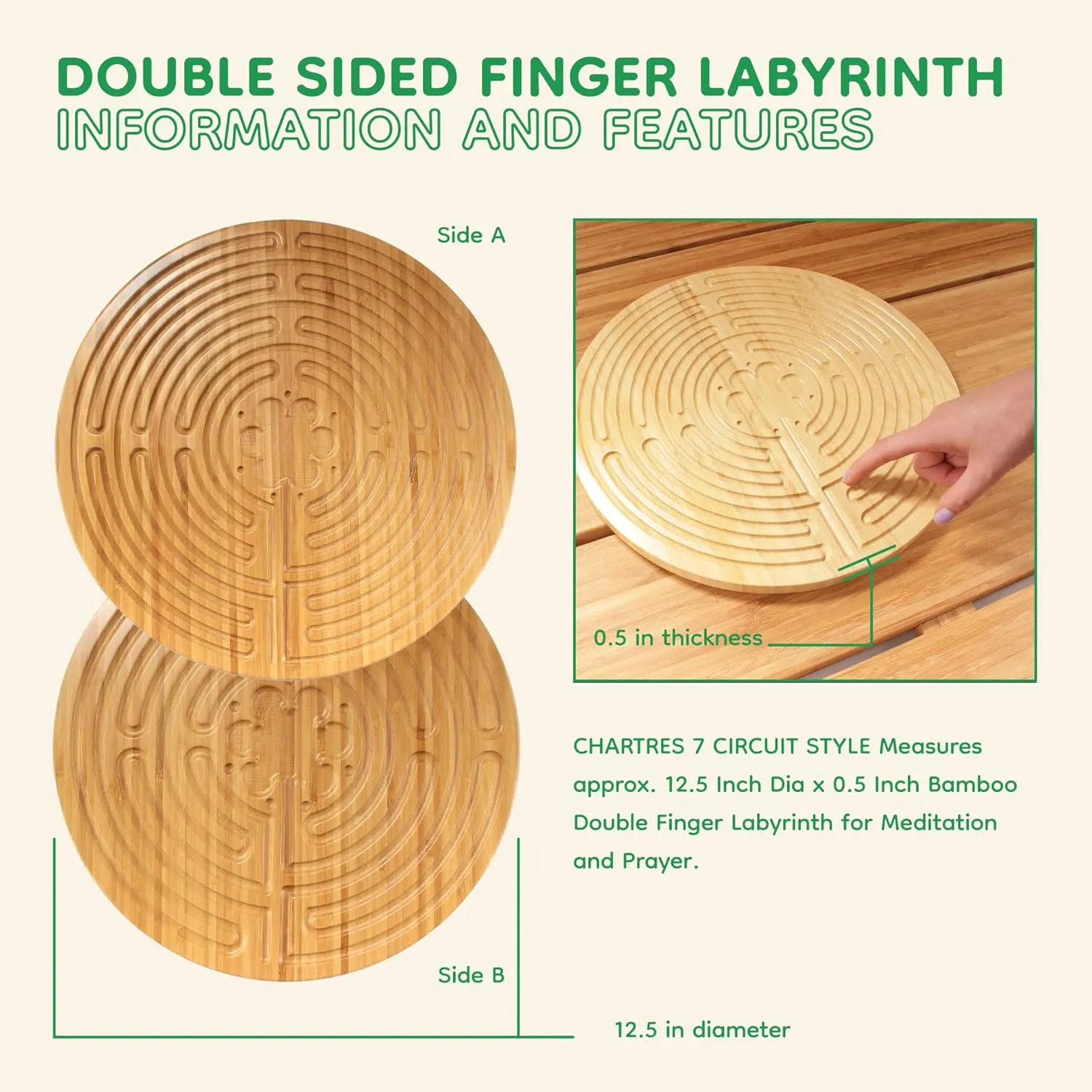 - Carbonized Brown - 1 Unit rapidity uncomfortable optic approval secure BambooMN 12.5" Bamboo Double Finger Labyrinth - Chartres Style 