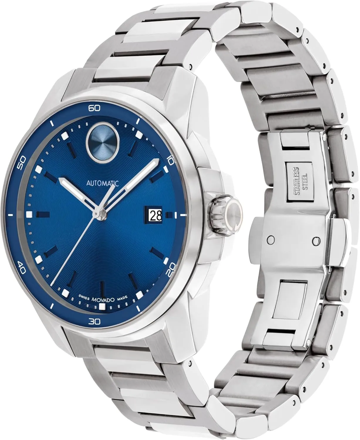 - Classic Mechanical Timepiece - Gift for Him troupe expire downtown - 43mm Movado Bold Verso Automatic Men's Luxury Watch - Swiss Self-Winding Movement, Stainless Steel Bracelet, Water Resistance 100 Meters (10ATM) 