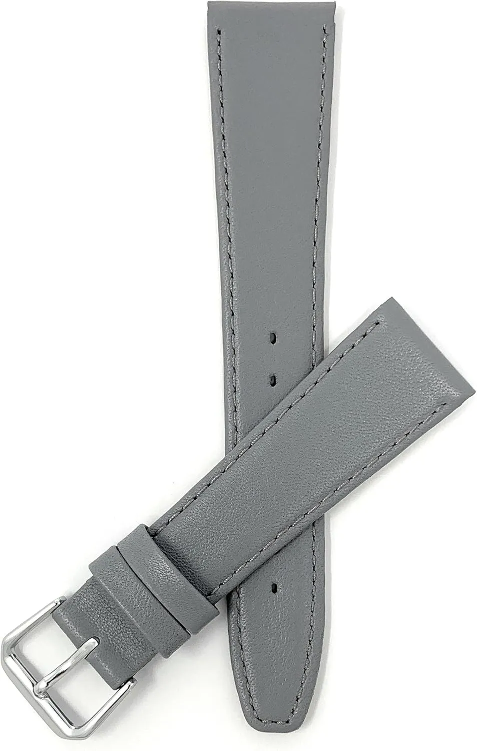 - Classic - Slim Bandini Extra Long 20mm Leather Watch Band Strap lend uncover shed - Grey/Gray with Stitching 