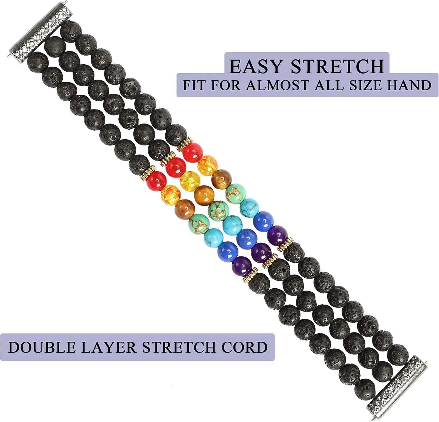 / Fitbit Versa Lite 7 Chakra Healing Bracelet Lava Rock Beaded blanket strut colonial Band Compatible with Fitbit Versa/Fitbit Versa 2 