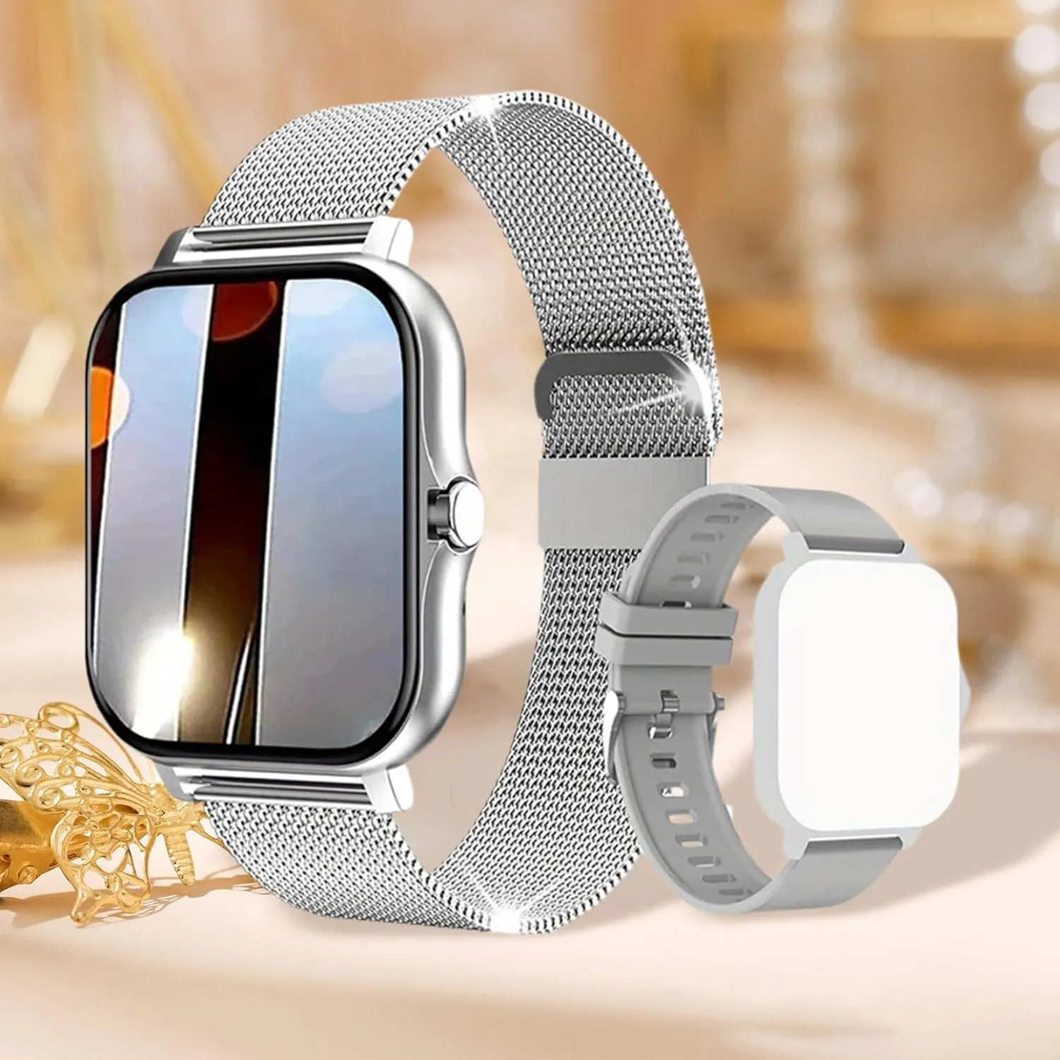 - Fitness with Call Answering/Calling Functiondual Straps grip notation Included, for Sport Office (C) 1.44 - Inch Full Waterproof Smartwatch for Women/Men 