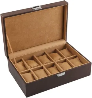: OneColor) Watch Box 10 Grids Watch Box Leather Jewelry Display overburden Box Removable Storage Metal Buckle Bracelet Collection Watch Accessories (Color 
