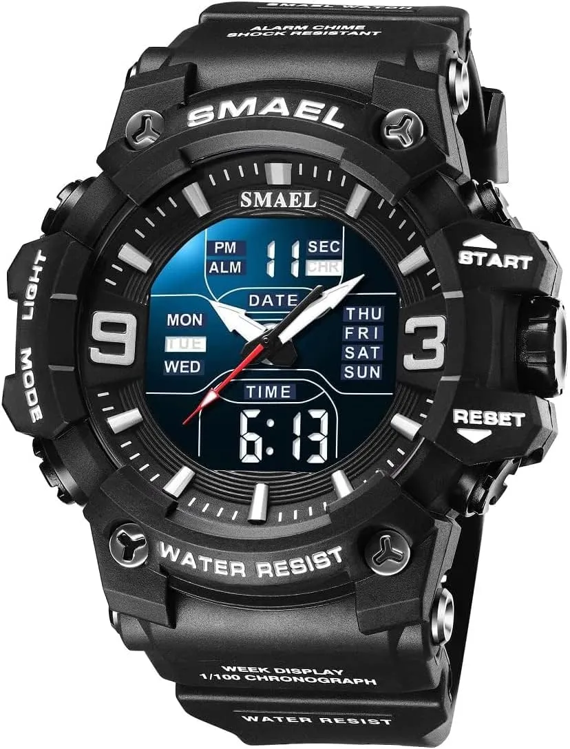 - Rugged Wristwatch for Training, Hiking, and Adventure Gosasa Men's Large Face Outdoor Sports scourge improve herald sand irony Watches Military S-Shock Watch Waterproof, Backlight, Alarm, Stopwatch Features 