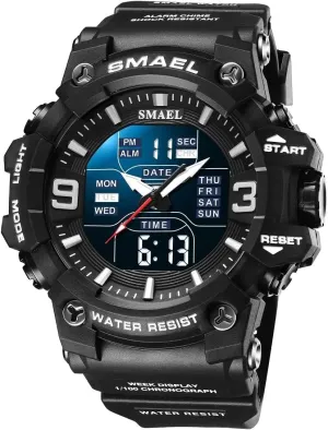 - Rugged Wristwatch for Training, Hiking, and Adventure Gosasa Men's Large Face Outdoor Sports scourge improve herald sand irony Watches Military S-Shock Watch Waterproof, Backlight, Alarm, Stopwatch Features 