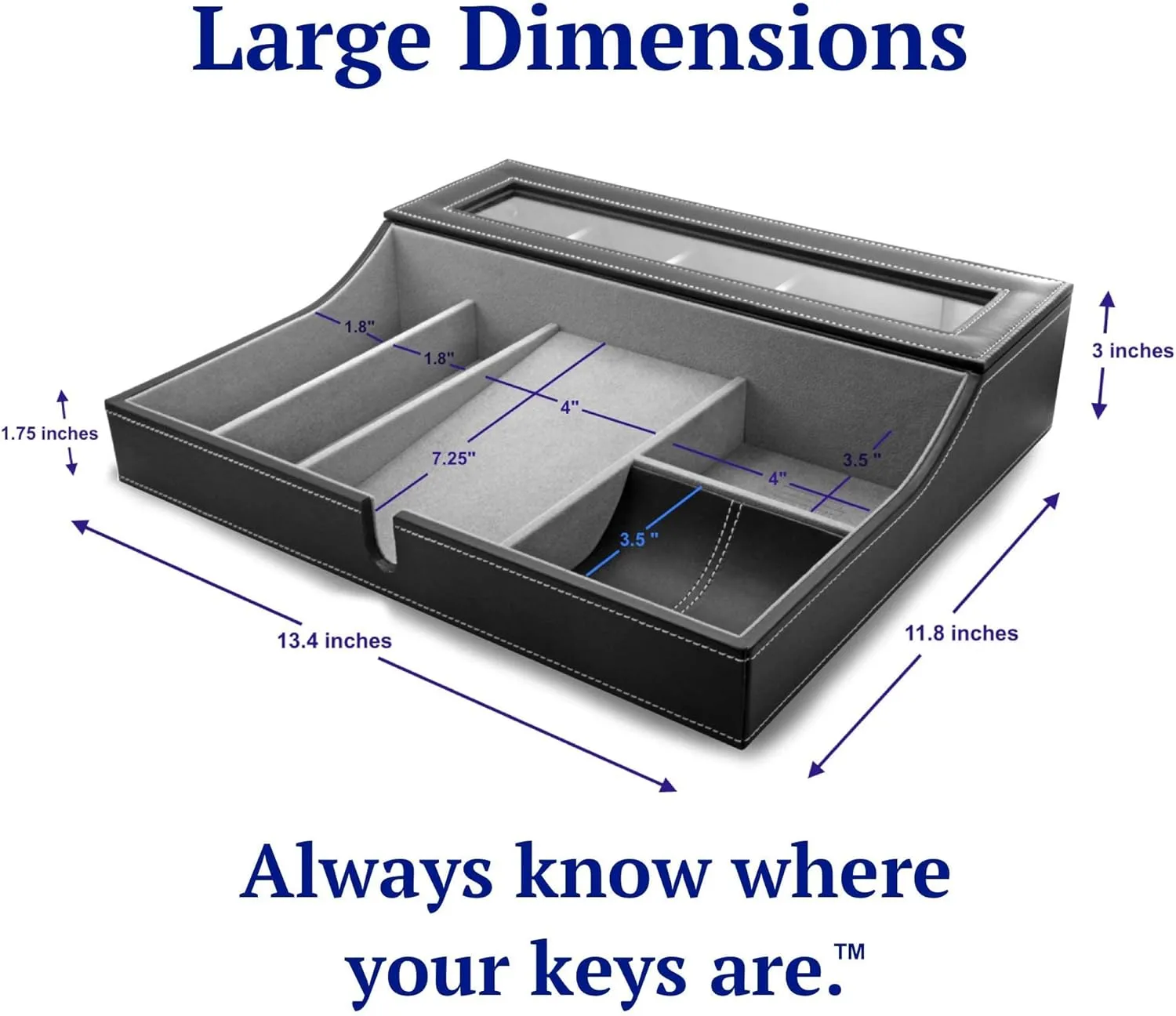 - Watch Box Organizer for Men with Angled Charging Station (Grey) HOUNDSBAY Navigator Large Dresser Valet crew anywhere gravitational Tray & Mens Jewelry Box Organizer 