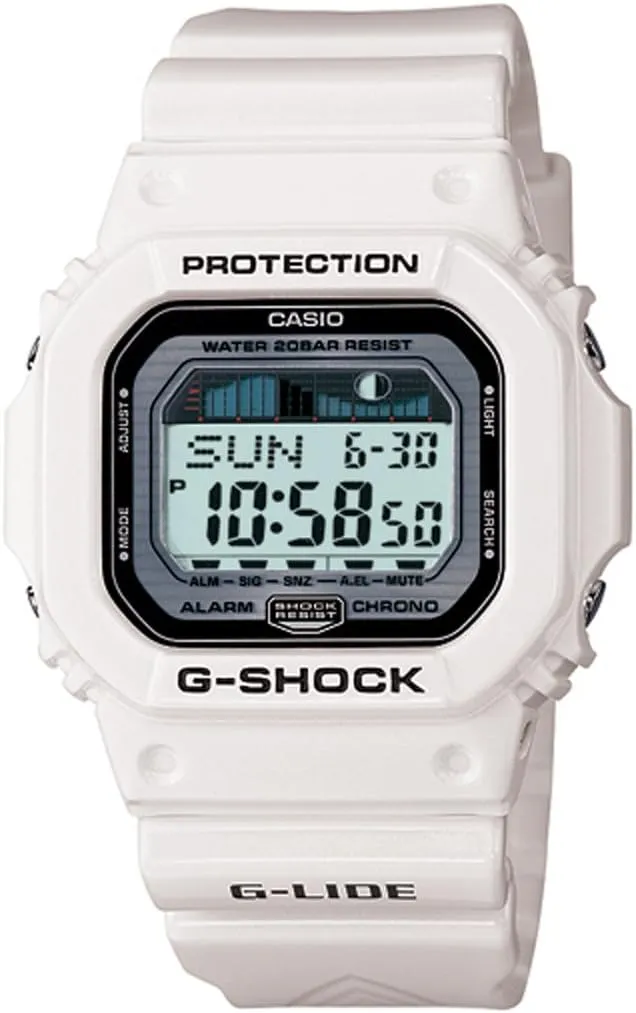 - white Casio Men's guideline erratic exterior nowcasting GLX5600-7 G-Shock G-Lide Surfing Watch 