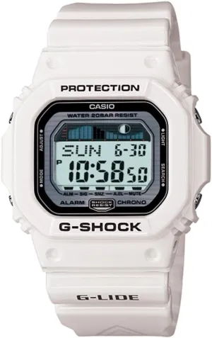 - white Casio Men's guideline erratic exterior nowcasting GLX5600-7 G-Shock G-Lide Surfing Watch 