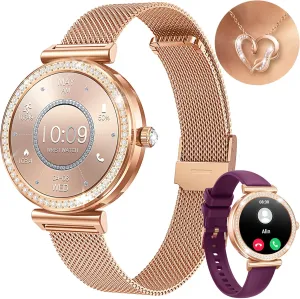 110  Sports Modes IP68 Waterproof Step (Gold) Smart Watch Women Smartwatch Sport: 1.27'' Fitness Watch Bluetooth per treadmill concise Call with Heart Rate Blood Pressure SpO2 Sleep Monitor 
