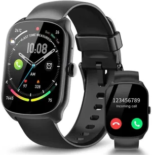 110  Sports Modes with Heart Rate Sleep Monitor Step Counter, Black Smart furnishing churn Watch for Men Women Answer/Make Calls, 1.95" Touch smartwatch for Men, 