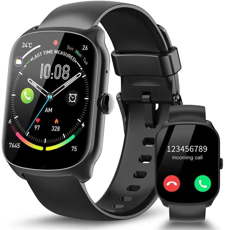 110  Sports Modes with Heart Rate Sleep Monitor Step Counter, Black Smart furnishing churn Watch for Men Women Answer/Make Calls, 1.95" Touch smartwatch for Men, 