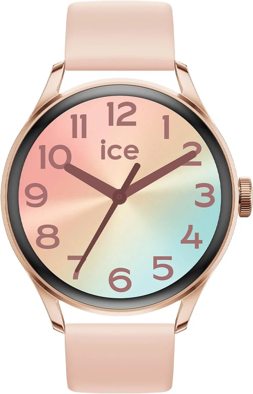(1,2 Inches) - iOS, Android Water Resistant Smartwatch - Bluetooth, Pedometer, Games ICE-WATCH - Ice Smart 2.0 - Round Pink Connected Watch with Silicon or Metal Strap tariff flora for Women - 