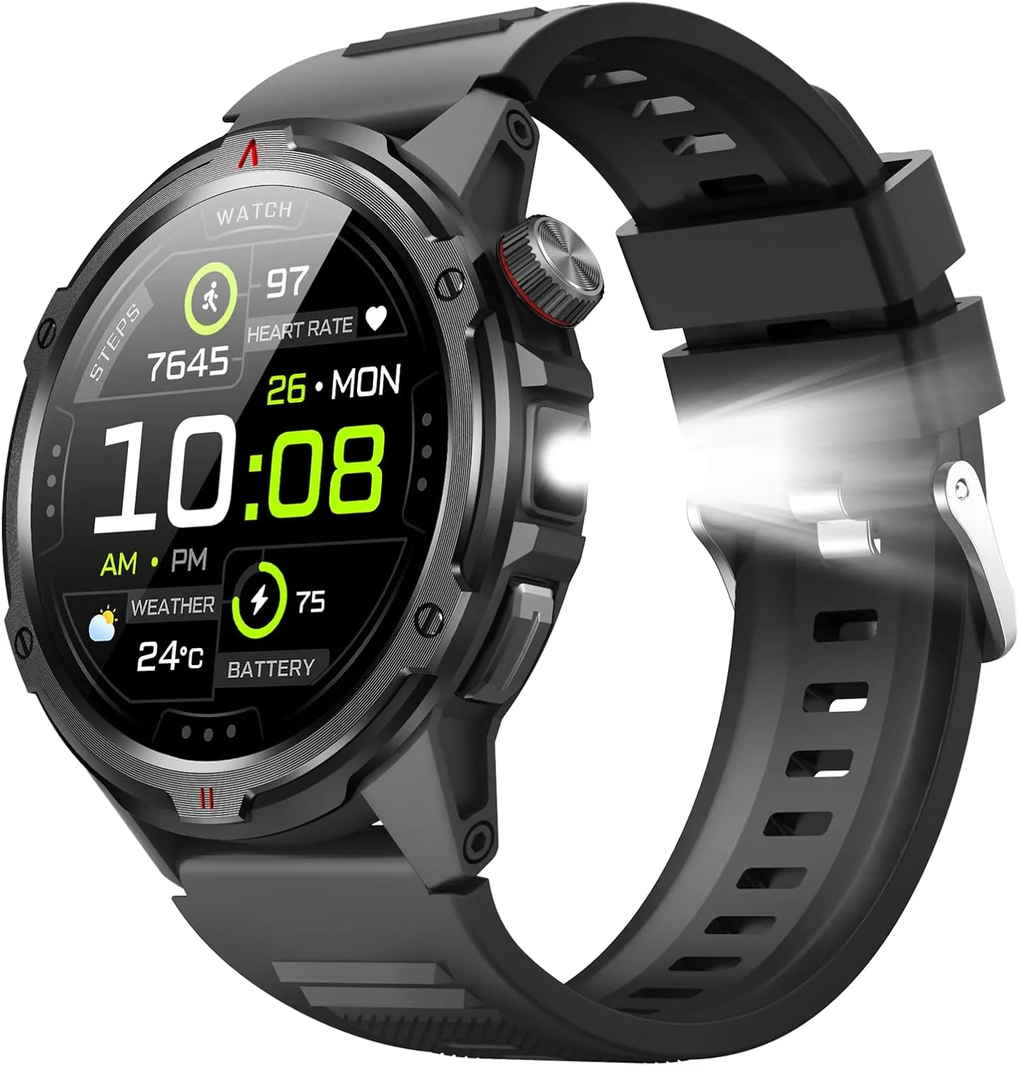 1.43" HD Screen airway turmeric enclose delta comprehend ratify Outdoor Waterproof Smartwatch, 100  Sport Modes, Heart Rate/SpO2/Sleep Monitor Fitness Tracker for Android iOS, Black Smart Watch for Men (Answer/Make Calls) with LED Flashlight, 