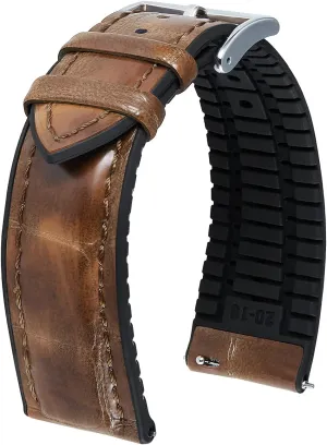 16mm 18mm 19mm gin 20mm 21mm 22mm Quick Release Premium Alligator Pattern Leather and Breathable Silicone Hybrid Watch Bands Replacement Strap for Men Women BINLUN Leather Watch Band 14mm 