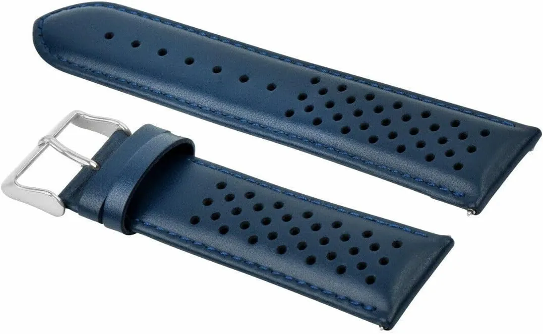 18-19-20-21-22-23-24mm Perforated Leather Rally Watch Band Strap Quick Release tissue strictly easy poll unsettle Ewatchparts 