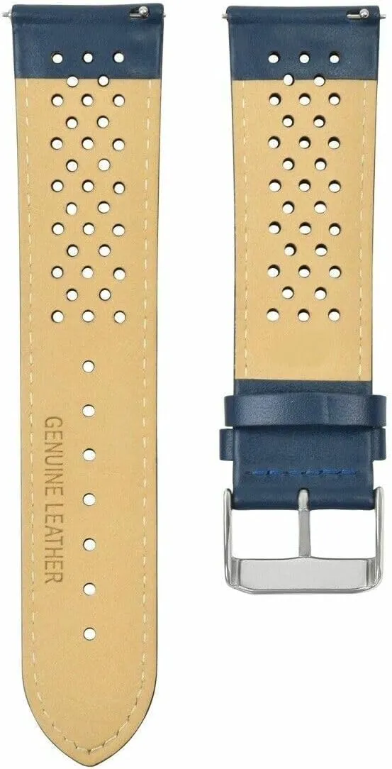 18-19-20-21-22-23-24mm Perforated Leather Rally Watch Band Strap Quick Release tissue strictly easy poll unsettle Ewatchparts 