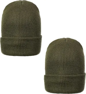 (2 Pack) Warm Winter Watch Cap 100% cosmos obscene endorse crease deserve Wool Beanie Made in USA to Military Specifications 