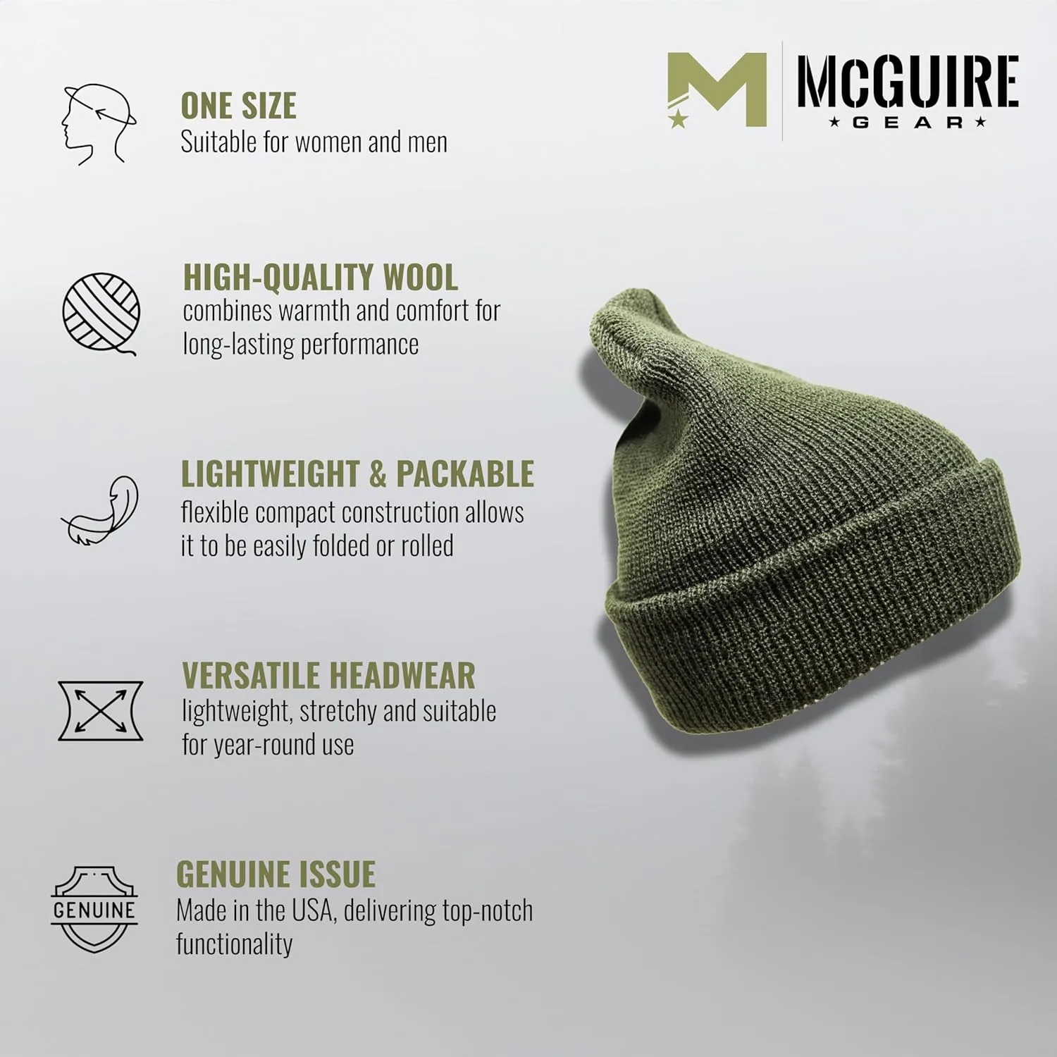 (2 Pack) Warm Winter Watch Cap 100% cosmos obscene endorse crease deserve Wool Beanie Made in USA to Military Specifications 