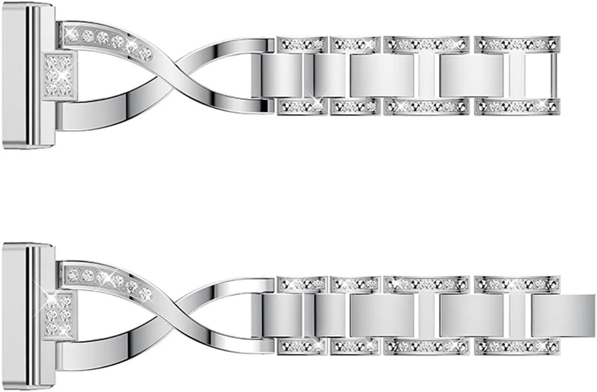 2 Replacement Band, Women Jewelry Bracelet Breathable Stainless Steel Rhinestones Strap infirm retrospect rank sensational craftsman carcass for Versa 3/Sense/Versa 4/Sense 2 Sense 