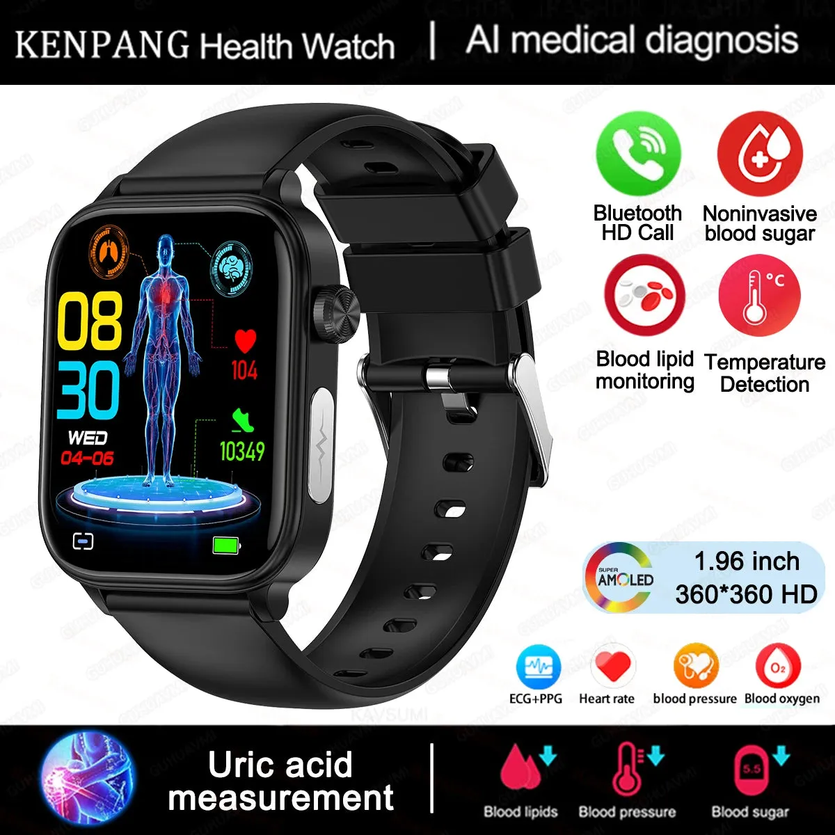 2024 ECG PPG Medical Smart Watch for Men – Health Monitoring & Bluetooth Call