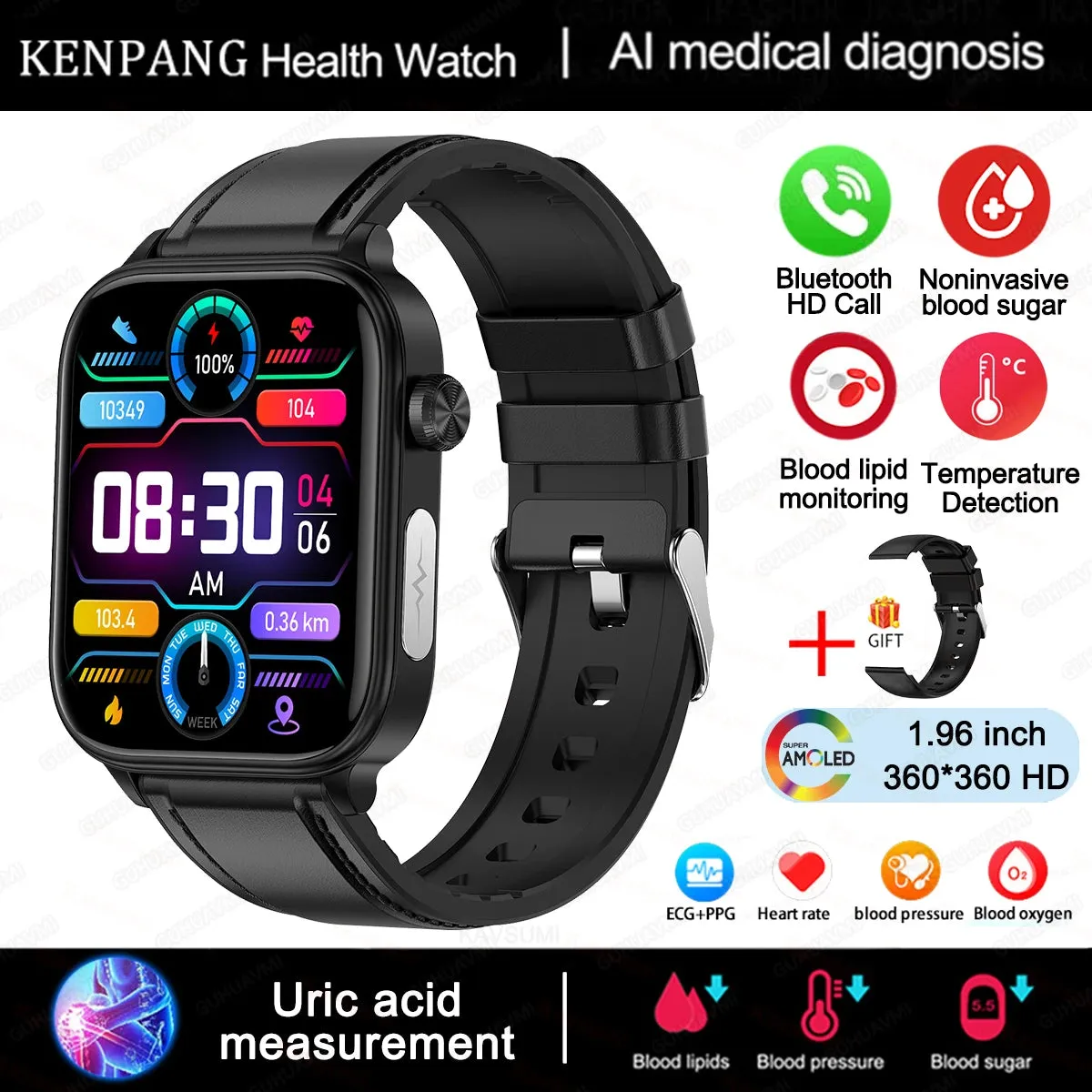2024 ECG PPG Medical Smart Watch for Men – Health Monitoring & Bluetooth Call