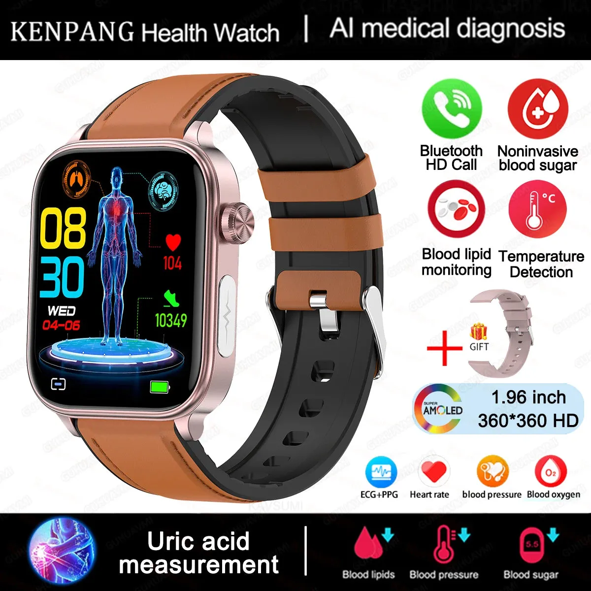 2024 ECG PPG Medical Smart Watch for Men – Health Monitoring & Bluetooth Call