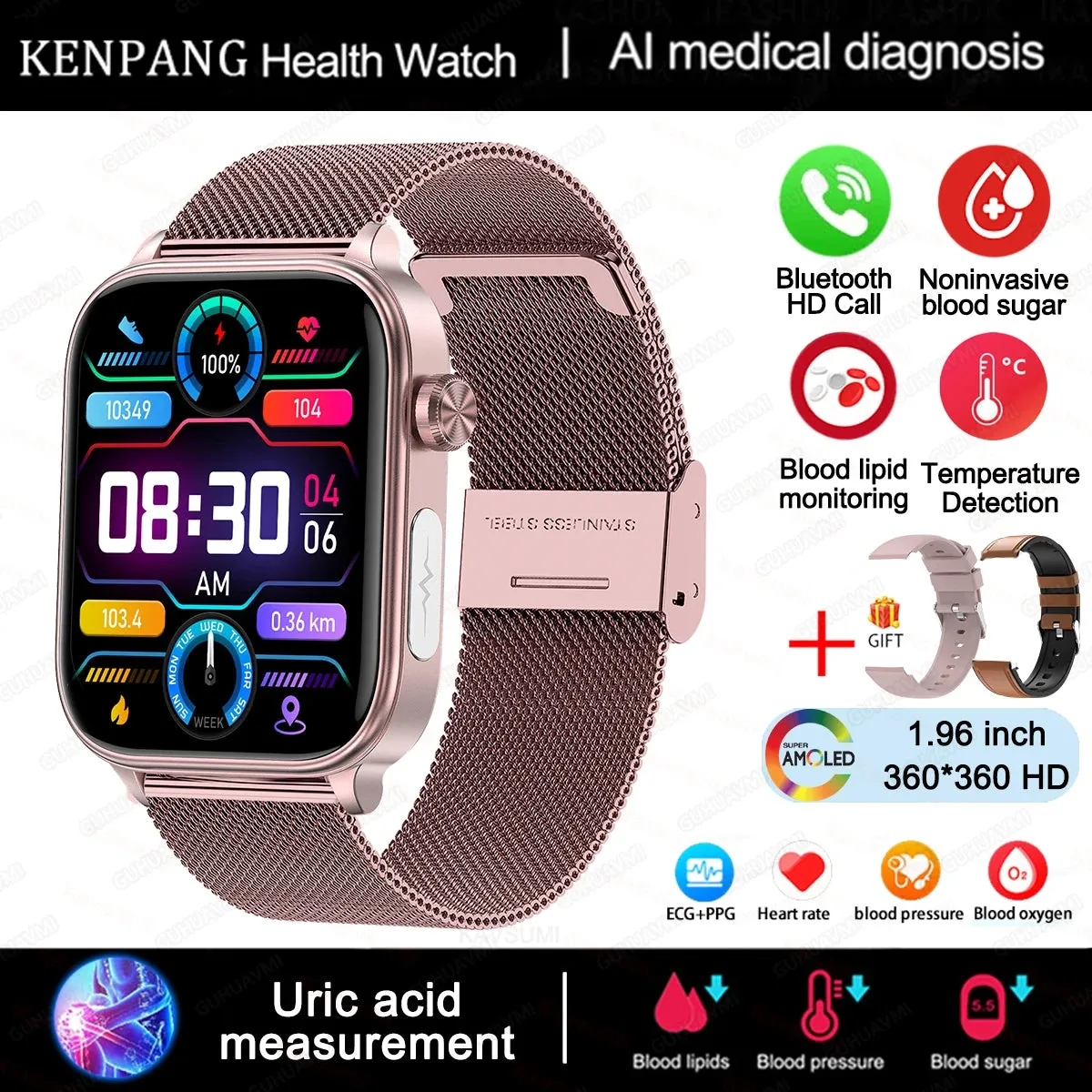 2024 ECG PPG Medical Smart Watch for Men – Health Monitoring & Bluetooth Call