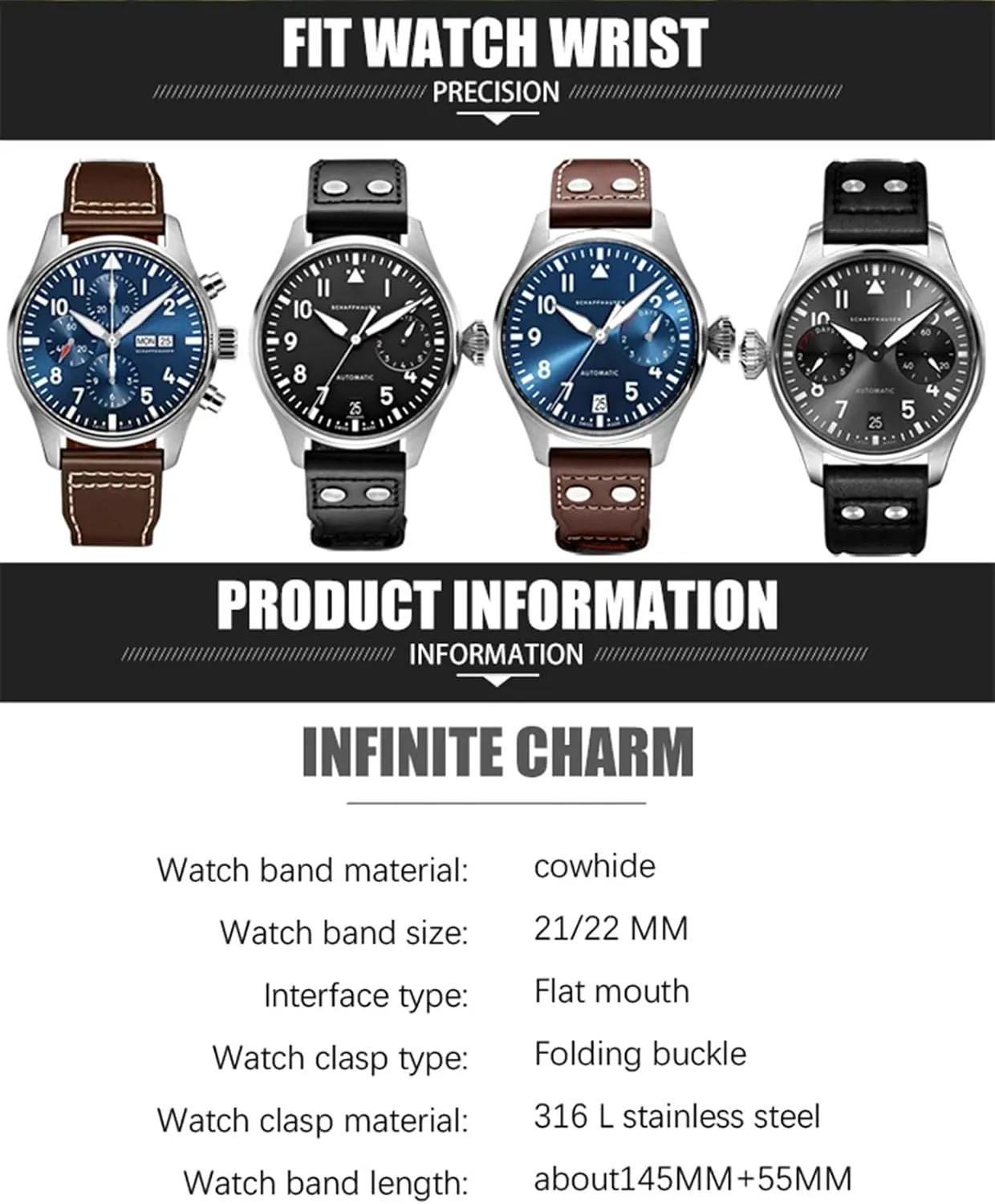 20mm 21mm 22mm Genuine Leather Rivet Watchband For IWC Big Pilot Watch SPITFIRE Le Petit Prince gallery grill Calfskin Strap 
