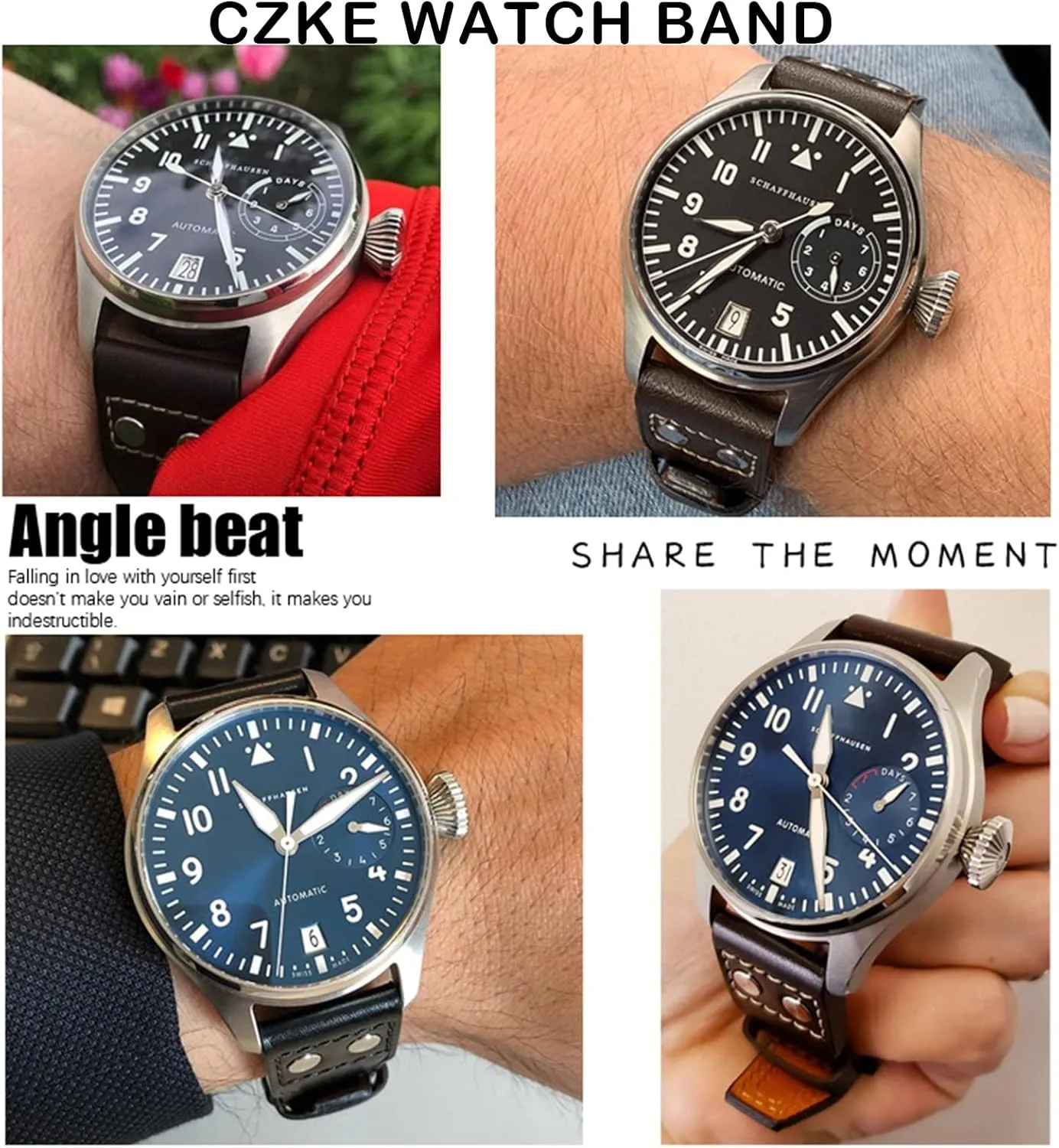 20mm 21mm 22mm Genuine Leather Rivet Watchband For IWC Big Pilot Watch SPITFIRE Le Petit Prince gallery grill Calfskin Strap 