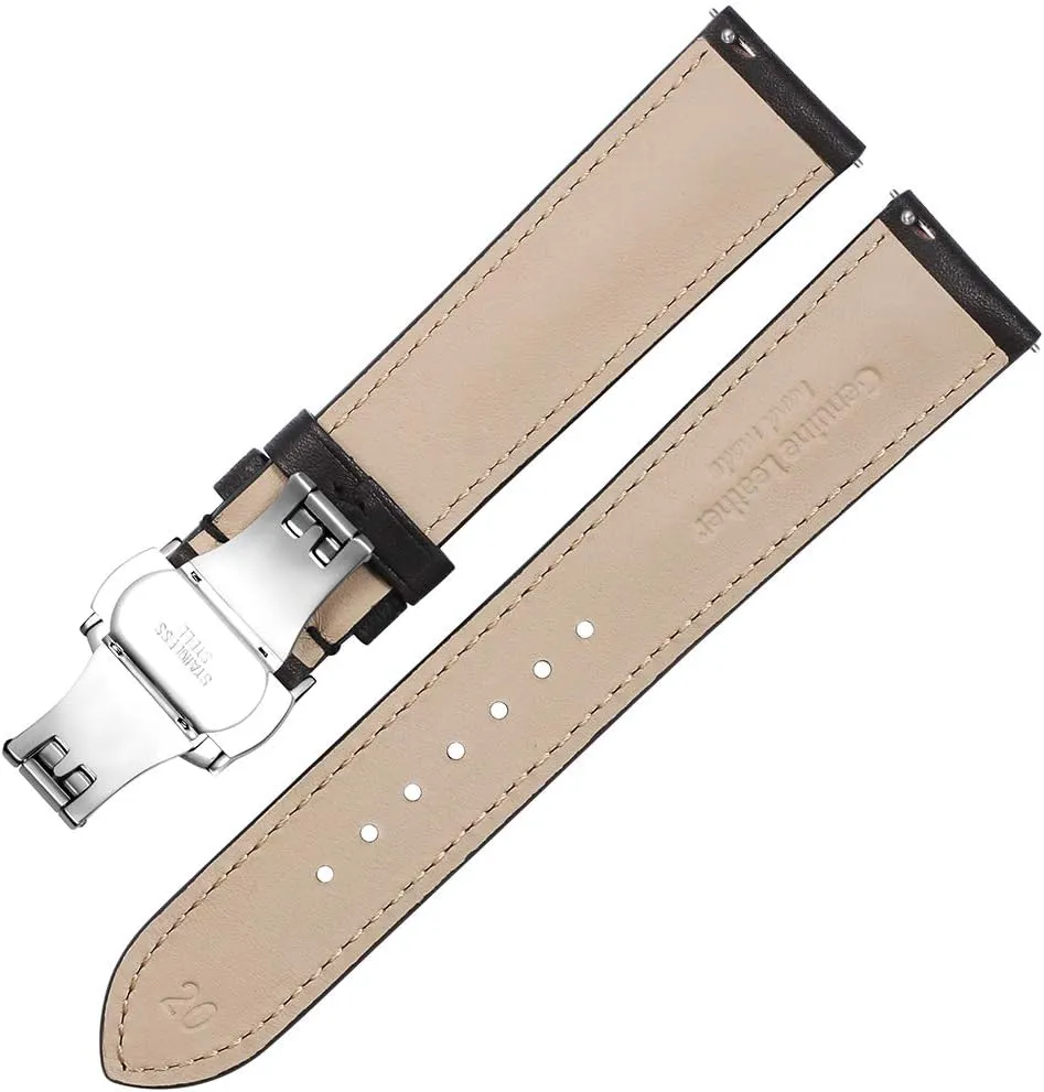 20mm, 21mm 22mm,24mm for Men Women iStrap Quick Release Watch Band - Top Grain crawl watercraft sap bagel kestrel Leather Replacement Quickfit Strap - Stainless Steel Buckle - 18mm, 19mm, 