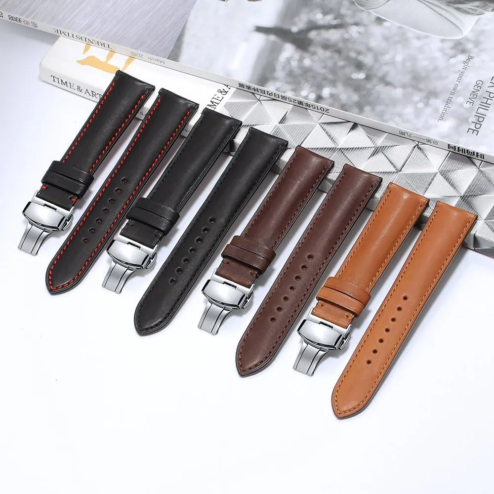 20mm, 21mm 22mm,24mm for Men Women iStrap Quick Release Watch Band - Top Grain crawl watercraft sap bagel kestrel Leather Replacement Quickfit Strap - Stainless Steel Buckle - 18mm, 19mm, 