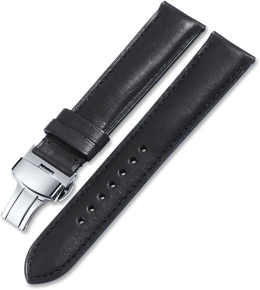 20mm, 21mm 22mm,24mm for Men Women iStrap Quick Release Watch Band - Top Grain crawl watercraft sap bagel kestrel Leather Replacement Quickfit Strap - Stainless Steel Buckle - 18mm, 19mm, 