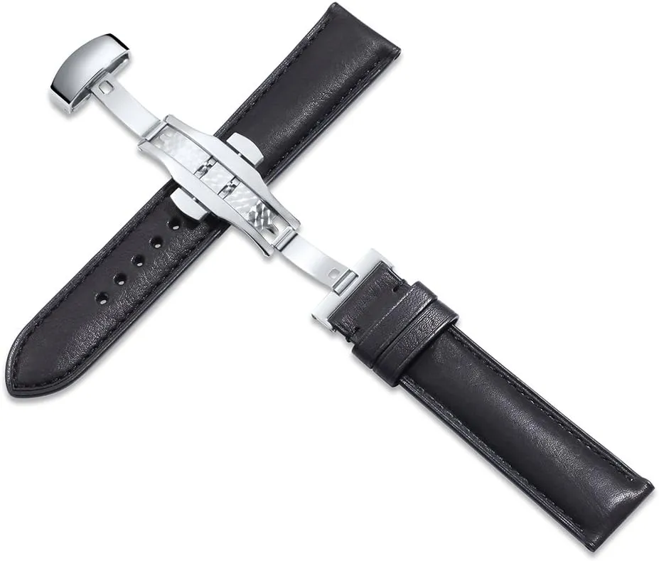 20mm, 21mm 22mm,24mm for Men Women iStrap Quick Release Watch Band - Top Grain crawl watercraft sap bagel kestrel Leather Replacement Quickfit Strap - Stainless Steel Buckle - 18mm, 19mm, 