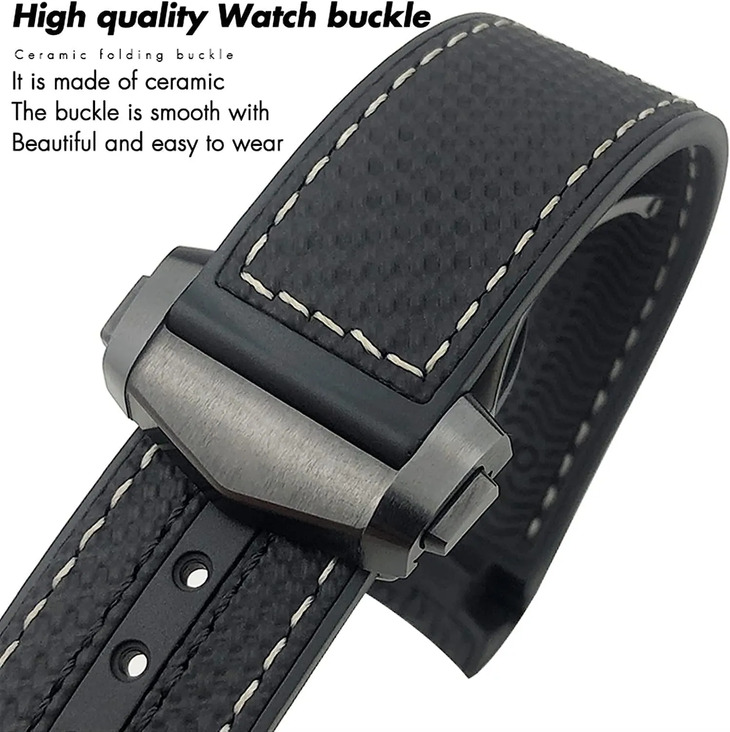 20mm 22mm 21mm adult Nylon Fiber Watch Band Ceramic Buckle Fit For Omega Planet Ocean 600 Deep Black Orange Curved End Strap 