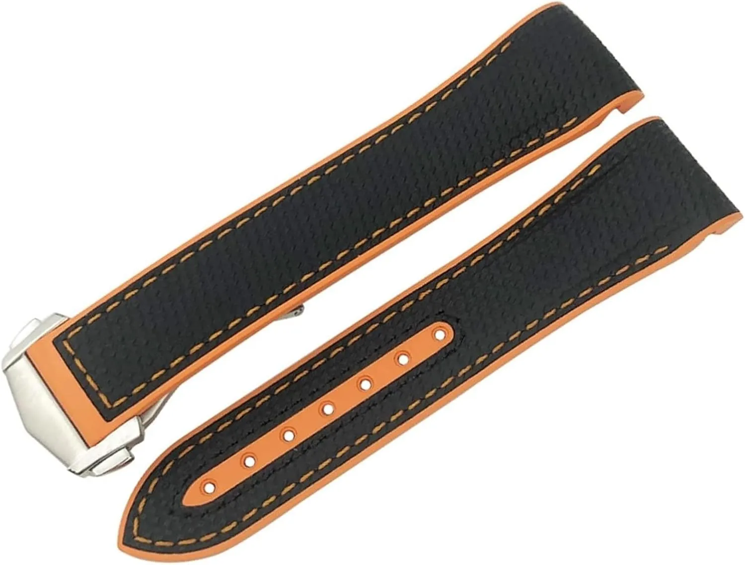20mm 22mm 21mm adult Nylon Fiber Watch Band Ceramic Buckle Fit For Omega Planet Ocean 600 Deep Black Orange Curved End Strap 