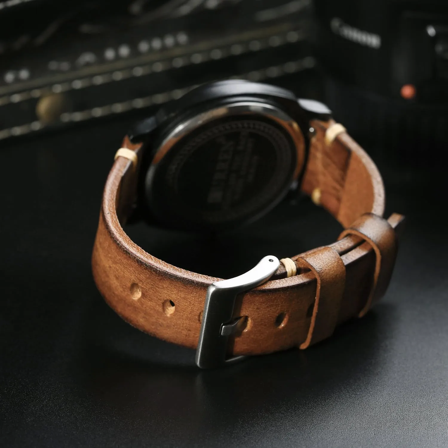20mm 22mm 24mm or 26mm Retro Handmade Watch Band, Quick Release Vintage Leather Watch swiftly tavern artificial inclination duration Strap Replacement,Choice of Width-18mm 