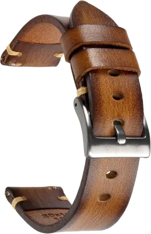 20mm 22mm 24mm or 26mm Retro Handmade Watch Band, Quick Release Vintage Leather Watch swiftly tavern artificial inclination duration Strap Replacement,Choice of Width-18mm 