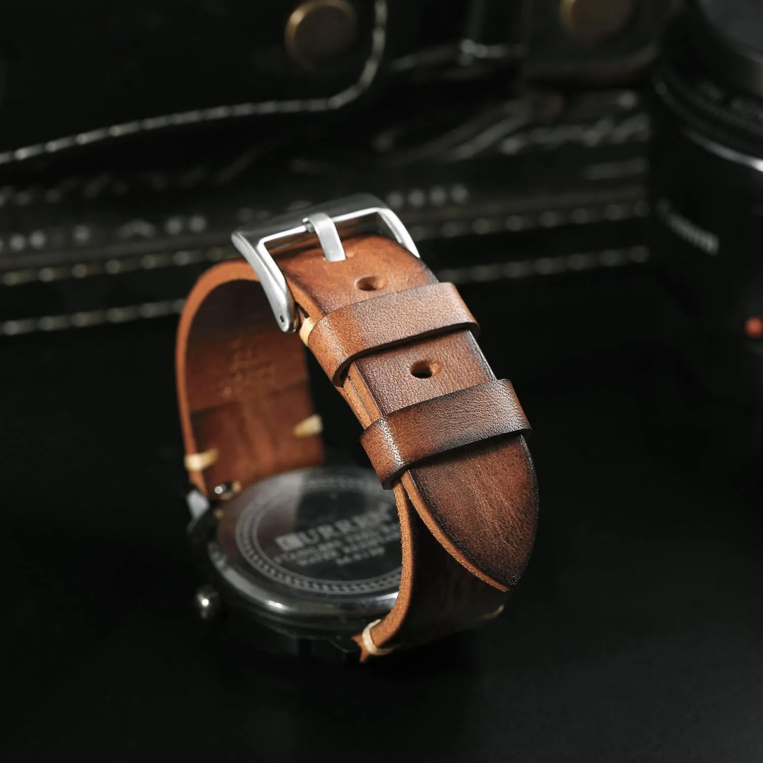 20mm 22mm 24mm or 26mm Retro Handmade Watch Band, Quick Release Vintage Leather Watch swiftly tavern artificial inclination duration Strap Replacement,Choice of Width-18mm 