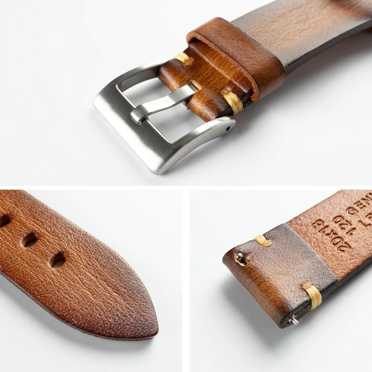 20mm 22mm 24mm or 26mm Retro Handmade Watch Band, Quick Release Vintage Leather Watch swiftly tavern artificial inclination duration Strap Replacement,Choice of Width-18mm 