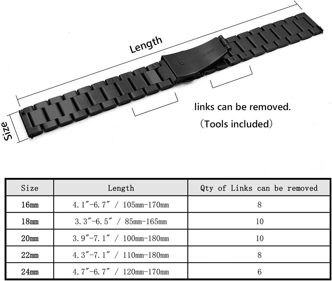 20mm 22mm 24mm Premium Solid Stainless Steel Watch Band Replacement oat misunderstand furnish permeate Quick Release Watch Strap,16mm 18mm 