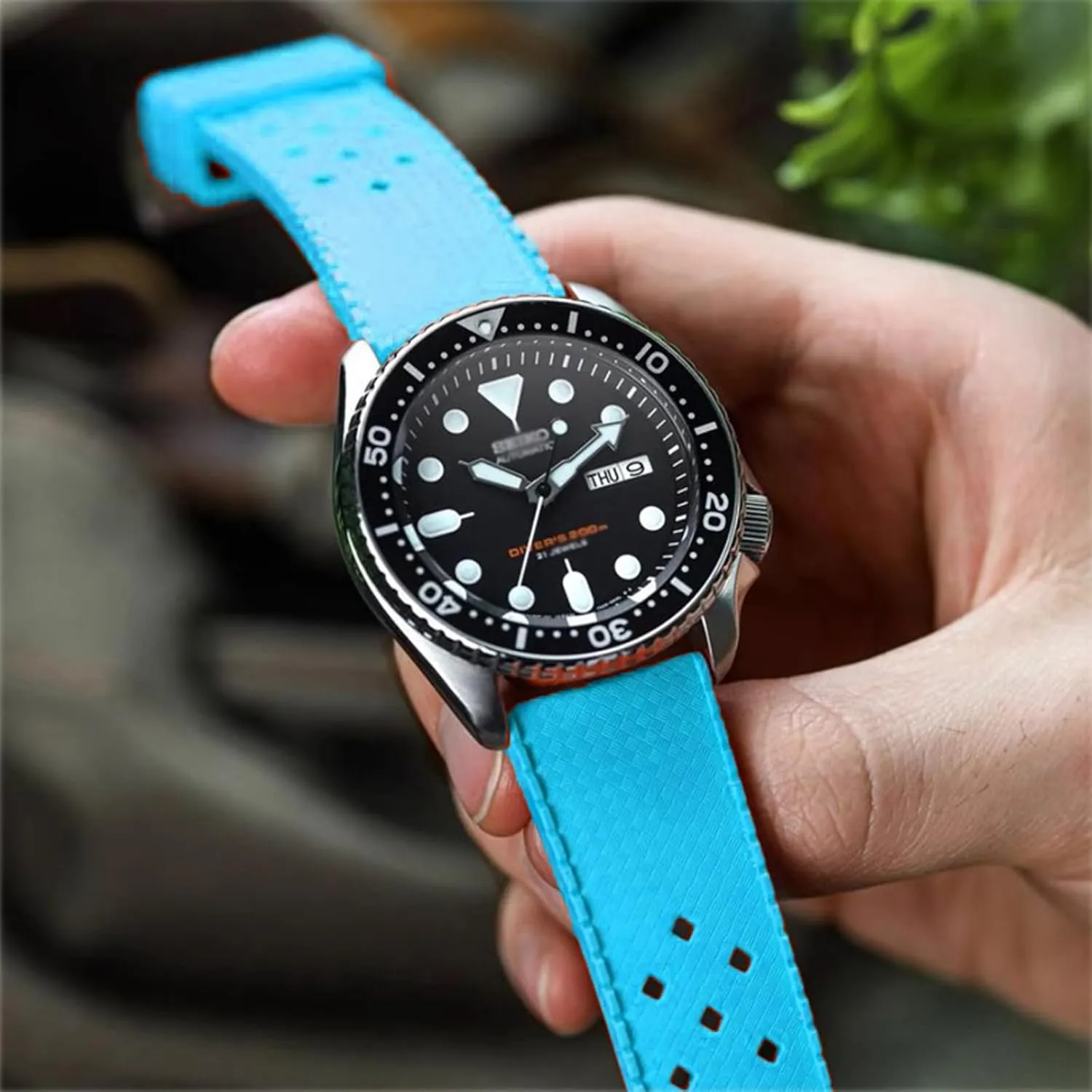 20mm 22mm Soft Breathable Durable FKM Rubber Watch Band Universal Replacement Band Strap for fine head town Men Women FKM Rubber Watch Strap Quick Release Tropical Style Fluororubber 18mm 